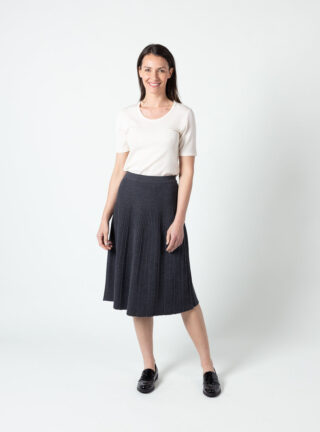 Jupe plissée femme gris anthracite par la marque MAISON SOLFIN MAISON SOLFIN - Jupe plissée femme gris anthracite