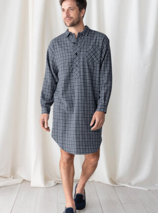 MAISON SOLFIN - Liquette chaude homme en coton ecossais bleu