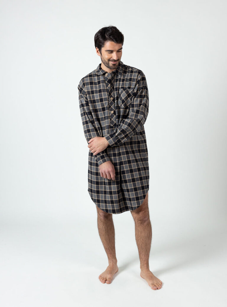 Maison Solfin - Liquette homme coton carreaux gris noir – 6