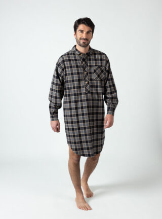 Liquette homme coton carreaux gris noir par la marque MAISON SOLFIN MAISON SOLFIN - Liquette homme coton carreaux gris noir