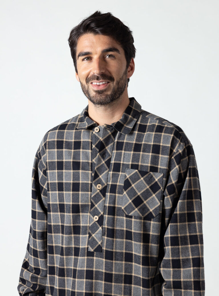 Maison Solfin - Liquette homme coton carreaux gris noir – 6