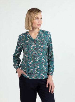 Blouse femme viscose chaude imprimé vert par la marque MAISON SOLFIN MAISON SOLFIN - Blouse femme viscose chaude imprimé vert