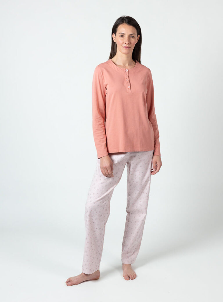 Maison Solfin - Pyjama femme en coton rose corail – 5