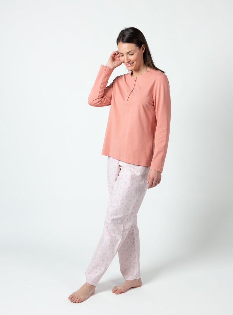 Maison Solfin - Pyjama femme en coton rose corail – 5