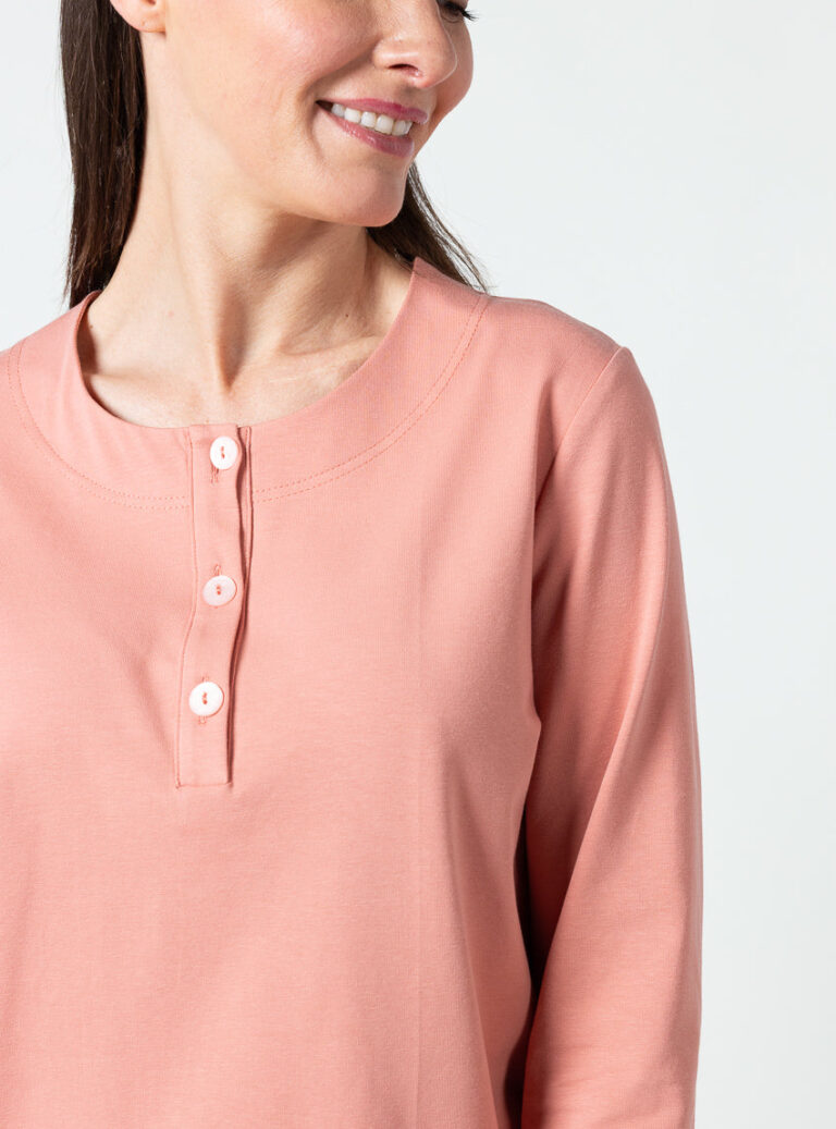 Maison Solfin - Pyjama femme en coton rose corail – 5
