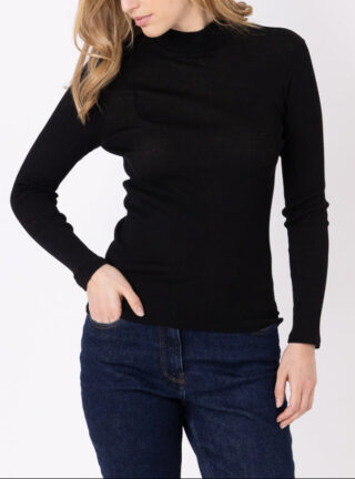 Pull chaussette femme col montant noir par la marque MAISON SOLFIN MAISON SOLFIN - Pull chaussette femme col montant noir