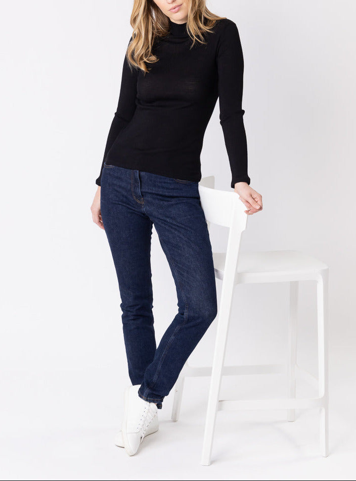 Maison Solfin - Pull chaussette femme col montant noir – 5