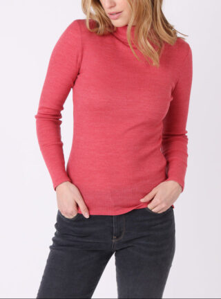 Pull chaussette col roulé laine et soie rouge par la marque MAISON SOLFIN MAISON SOLFIN - Pull chaussette col roulé laine et soie rouge