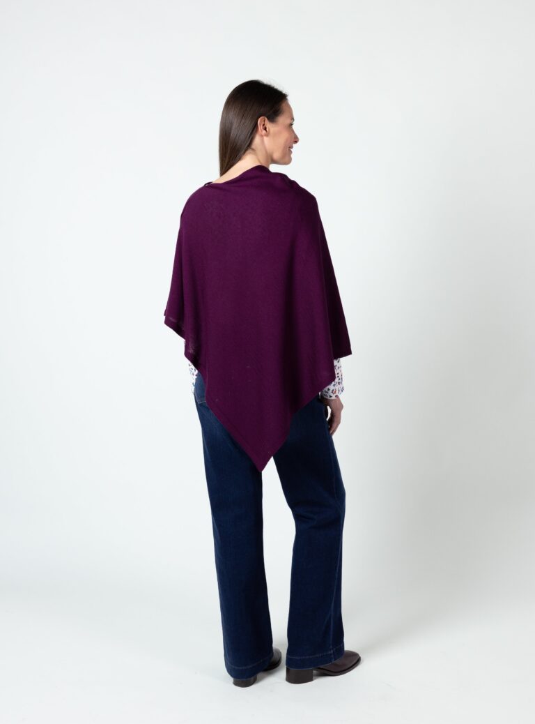 Maison Solfin - Poncho femme en laine fine mérinos violet nuit – U