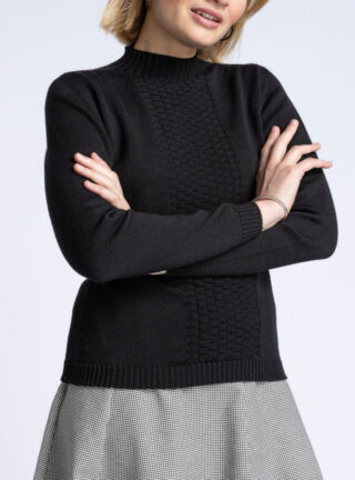 Pull intégral femme en laine merinos noir par la marque MAISON SOLFIN MAISON SOLFIN - Pull intégral femme en laine merinos noir