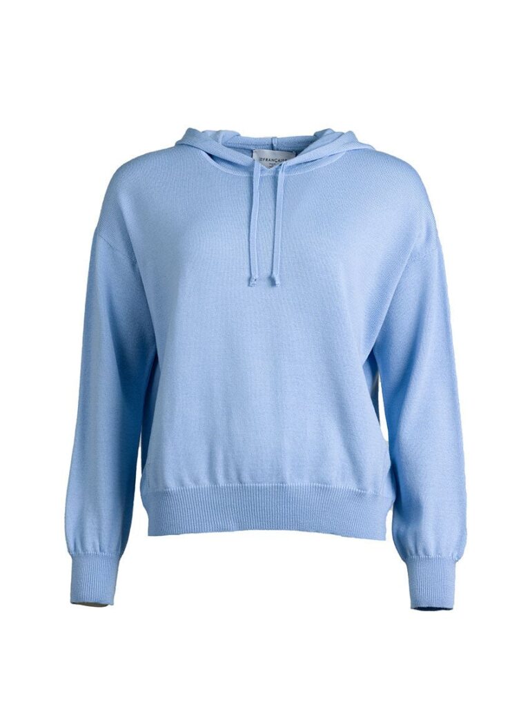 LAFRANÇAISE Mailles in France - Pull sweat à capuche bleu ciel Claude – L