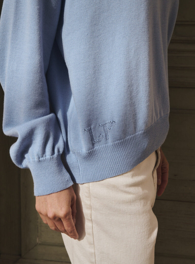 LAFRANÇAISE Mailles in France - Pull sweat à capuche bleu ciel Claude – L