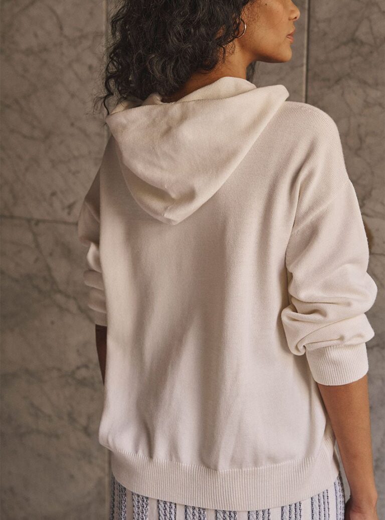 LAFRANÇAISE Mailles in France - Pull à capuche blanc Claude – L