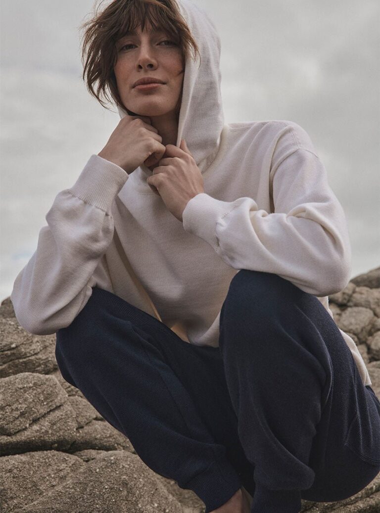 LAFRANÇAISE Mailles in France - Pull à capuche blanc Claude – L