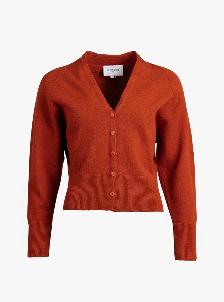LAFRANÇAISE Mailles in France - Gilet laine mérinos et cachemire orange Carole – L