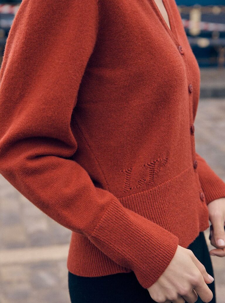 LAFRANÇAISE Mailles in France - Gilet laine mérinos et cachemire orange Carole – L