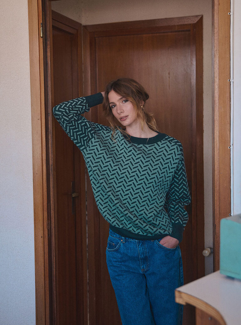 LAFRANÇAISE Mailles in France - Pull jacquard vert sauge Cindy – L