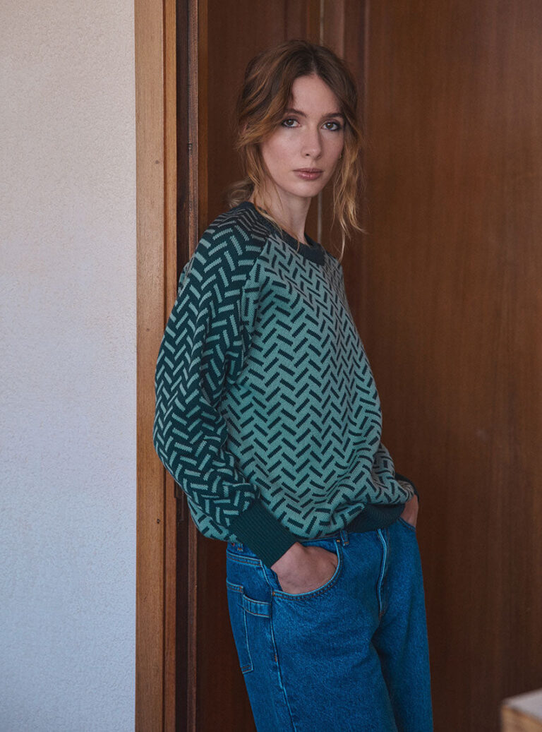LAFRANÇAISE Mailles in France - Pull jacquard vert sauge Cindy – L