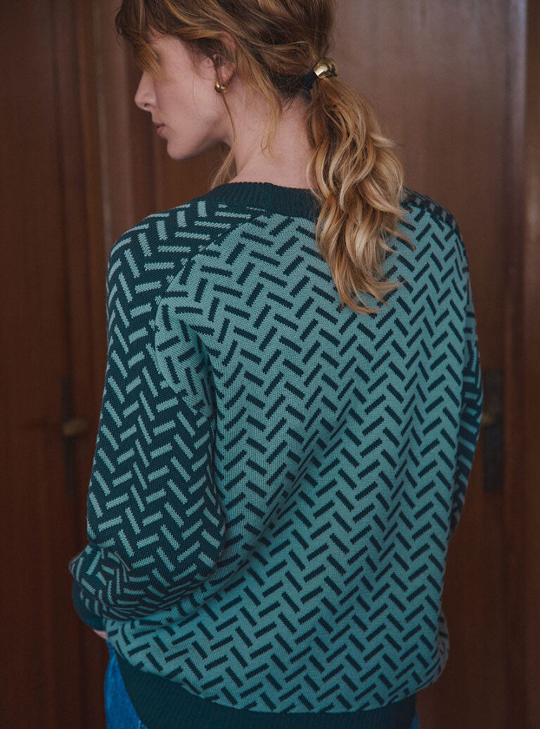 LAFRANÇAISE Mailles in France - Pull jacquard vert sauge Cindy – L