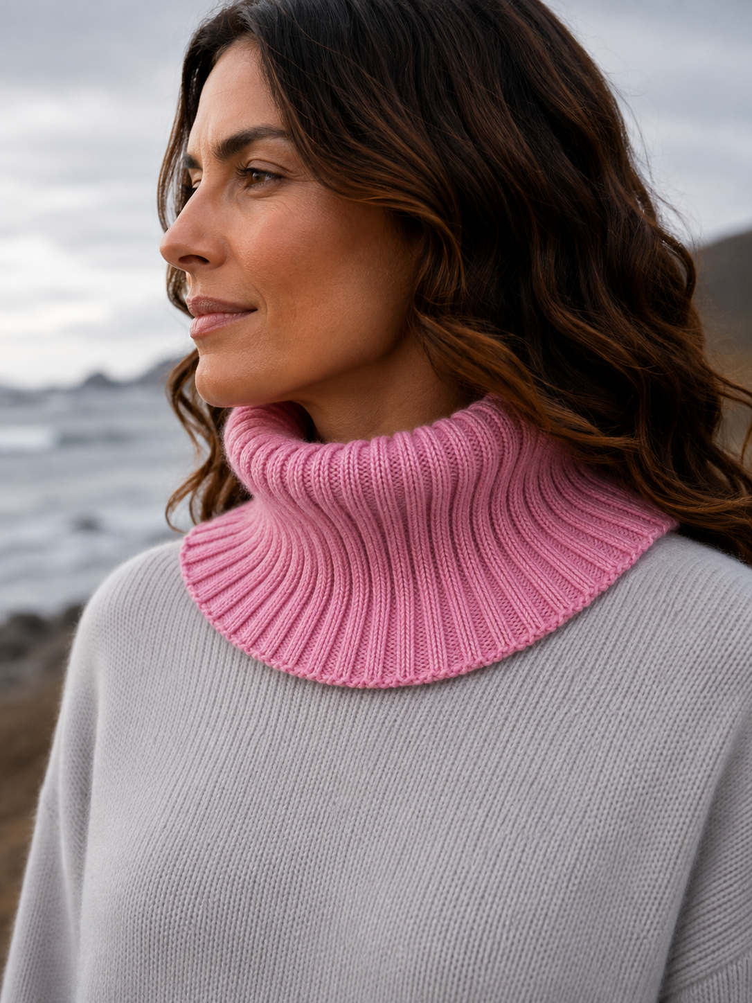 768 col anais rose fleur 1 LAFRANÇAISE Mailles in France - Col Anaïs – U
