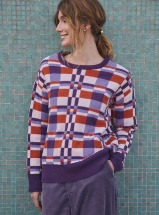 Pull motif jacquard laine et cachemire Charlie par la marque MAISON SOLFIN MAISON SOLFIN - Pull motif jacquard laine et cachemire Charlie