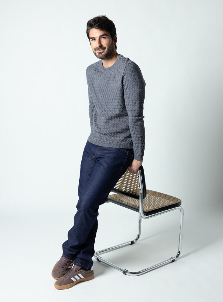 Maison Solfin - Pull homme effet damier gris minerais – 6