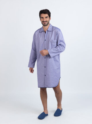 Liquette homme coton bleu chambray par la marque MAISON SOLFIN MAISON SOLFIN - Liquette homme coton bleu chambray