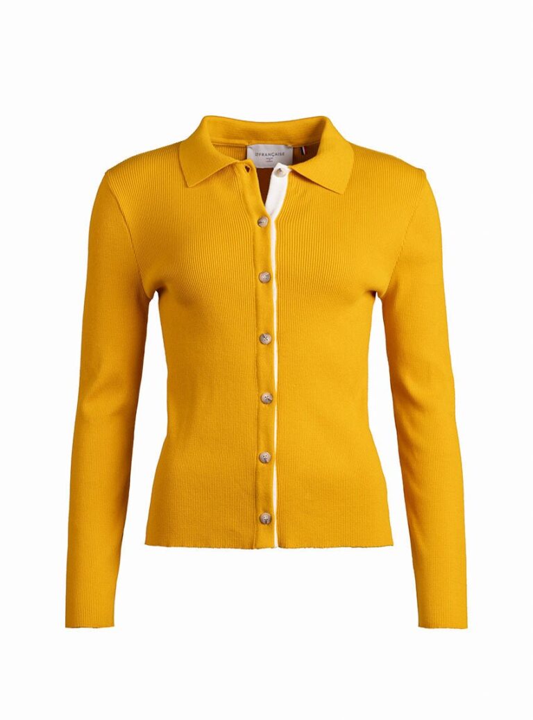 LAFRANÇAISE Mailles in France - Cardigan col polo jaune Dominique – L