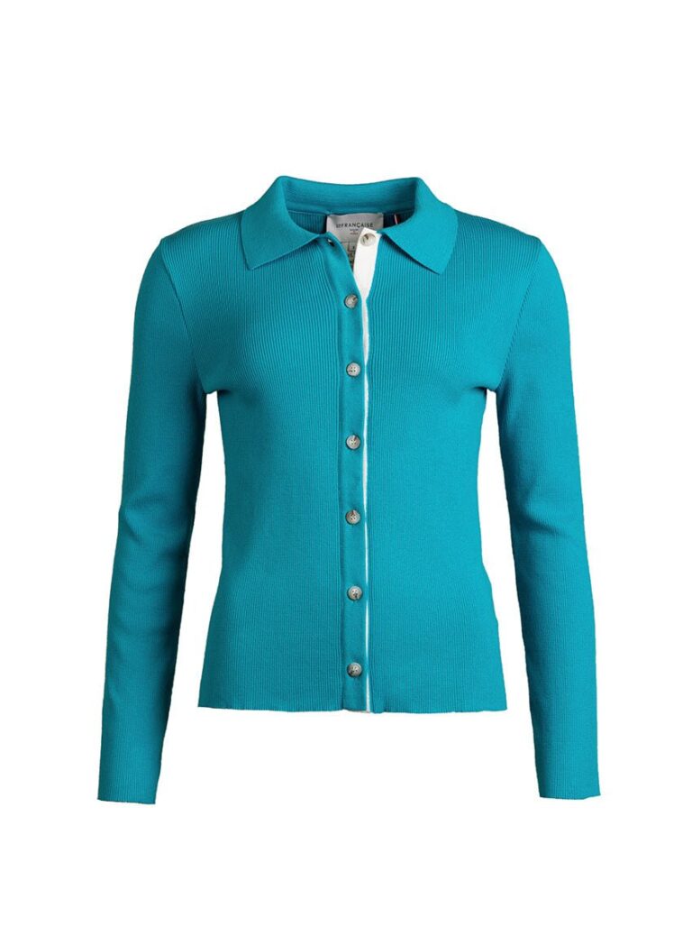 LAFRANÇAISE Mailles in France - Cardigan col polo bleu Dominique – L
