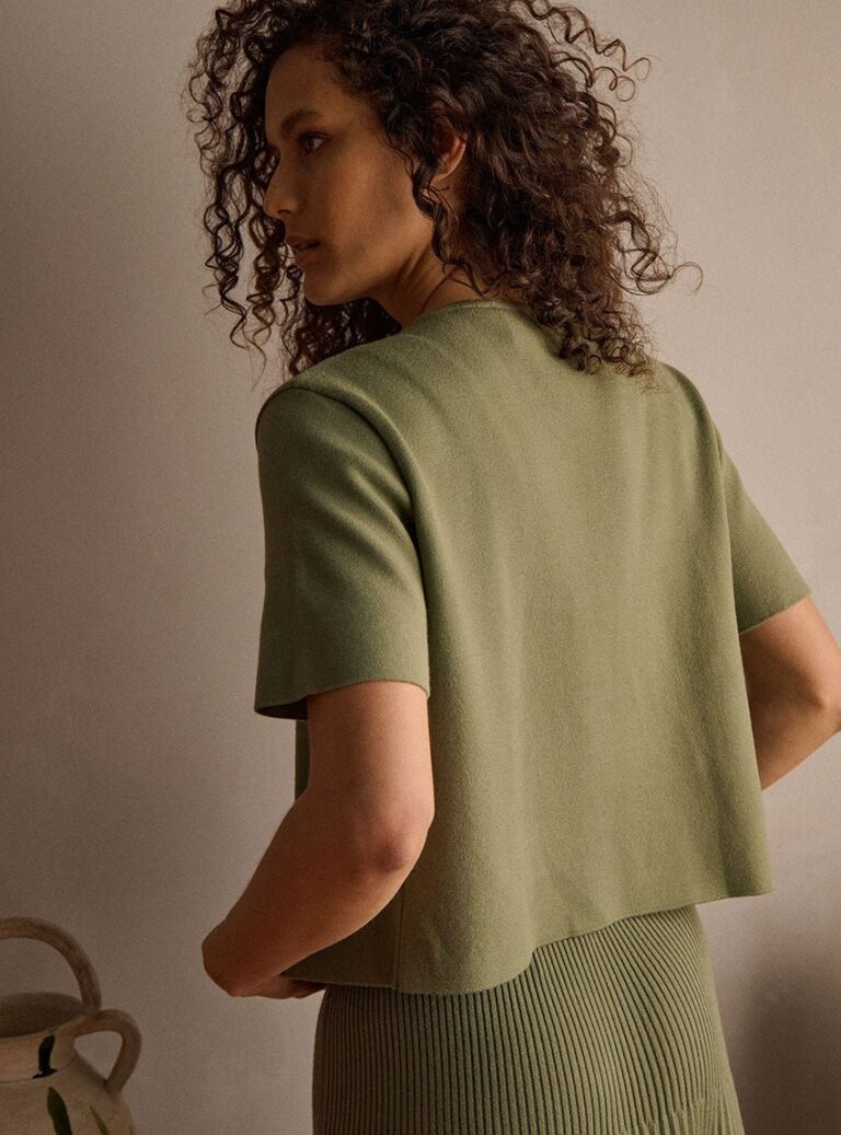 LAFRANÇAISE Mailles in France - Cardigan manches courtes maille jersey Diane – M