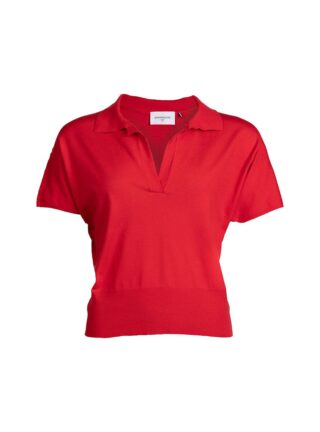 Polo manches courtes femme rouge Delphine par la marque MAISON SOLFIN MAISON SOLFIN - Polo manches courtes femme rouge Delphine