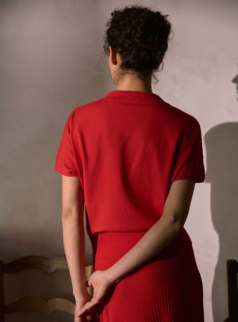 LAFRANÇAISE Mailles in France - Polo manches courtes femme rouge Delphine – L