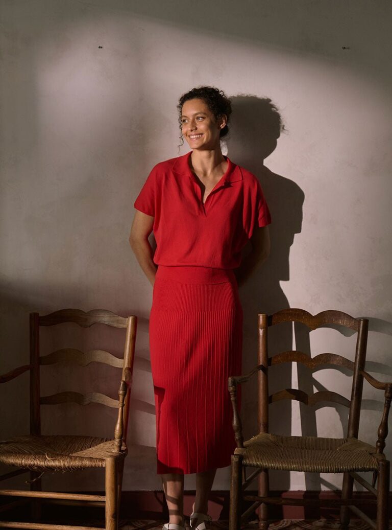 LAFRANÇAISE Mailles in France - Polo manches courtes femme rouge Delphine – L