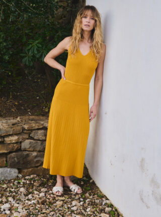 Jupe longue jaune Deva par la marque MAISON SOLFIN MAISON SOLFIN - Jupe longue jaune Deva