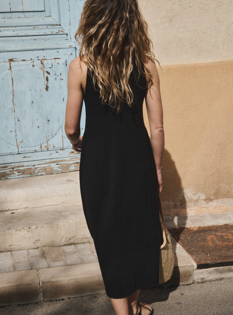 LAFRANÇAISE Mailles in France - Robe longue viscose noire Diana – S