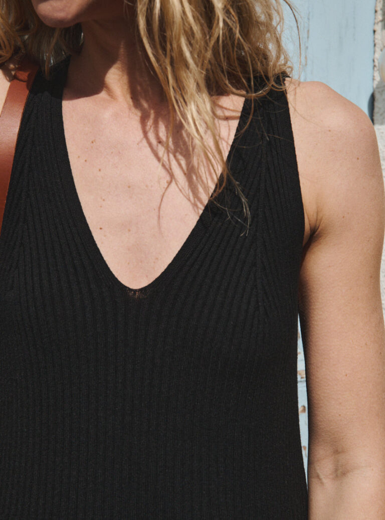 LAFRANÇAISE Mailles in France - Robe longue viscose noire Diana – S