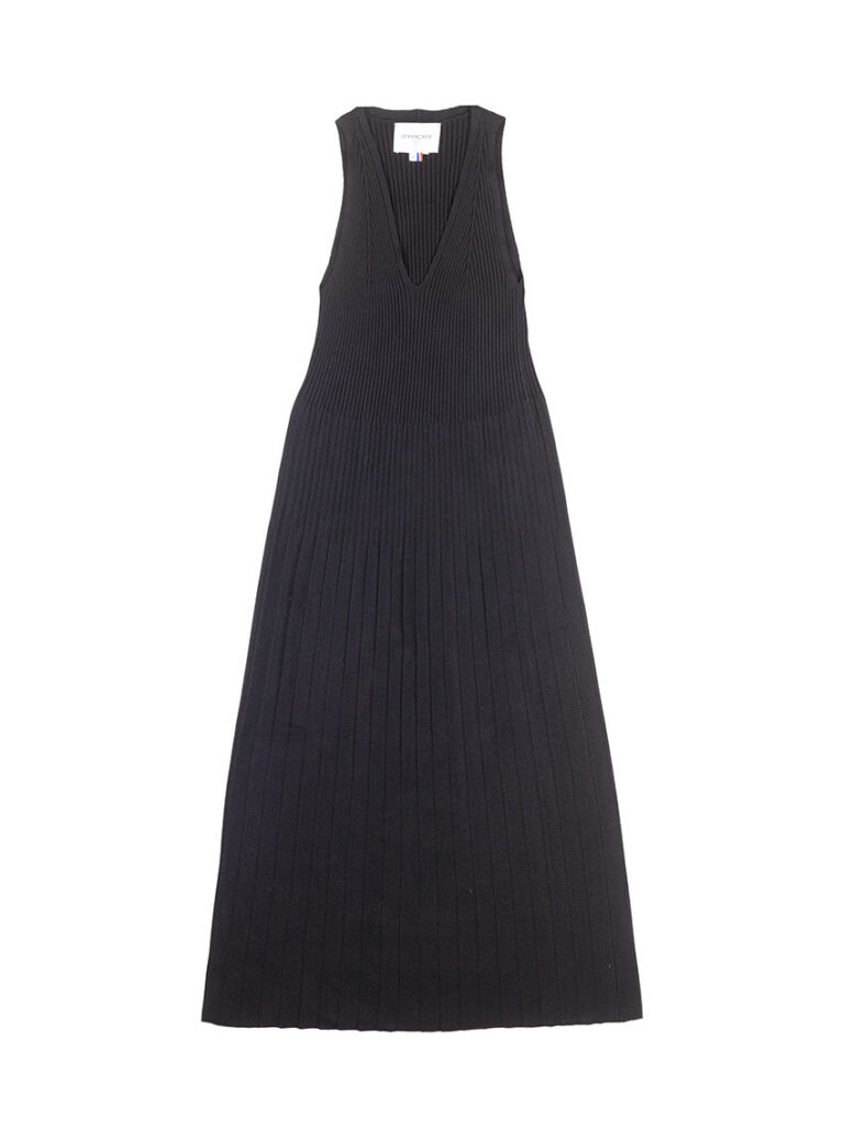LAFRANÇAISE Mailles in France - Robe longue viscose noire Diana – S