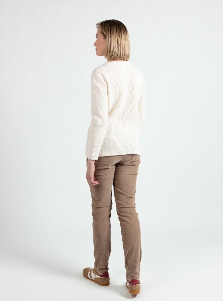 Maison Solfin - Cardigan femme en laine extrafine mérinos blanc naturel – 4