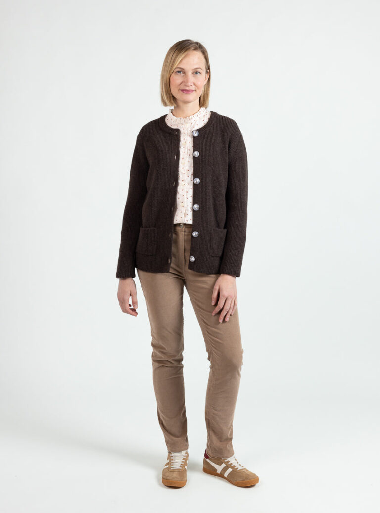 Maison Solfin - Cardigan femme en laine extrafine mérinos marron – 4