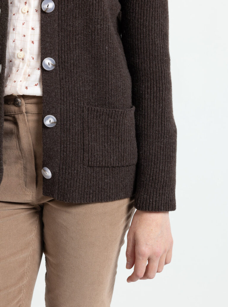 Maison Solfin - Cardigan femme en laine extrafine mérinos marron – 4