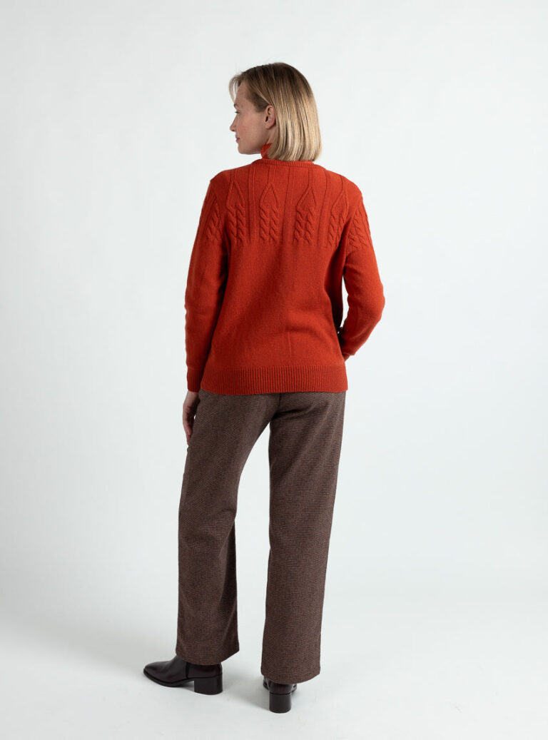 Maison Solfin - Cardigan femme en laine extrafine mérinos orange brûlé – 50