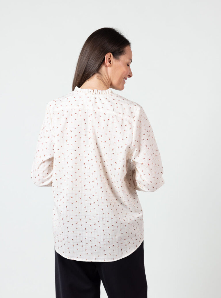 Maison Solfin - Chemisier femme en cotn bio carreaux beige – 50