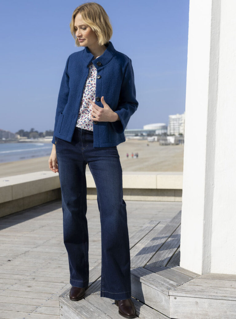 Maison Solfin - Veste femme laine bouillie bleu indigo – 4