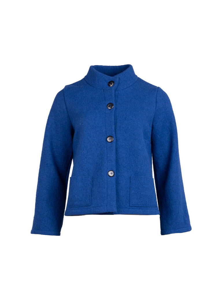 Maison Solfin - Veste femme laine bouillie bleu indigo – 4