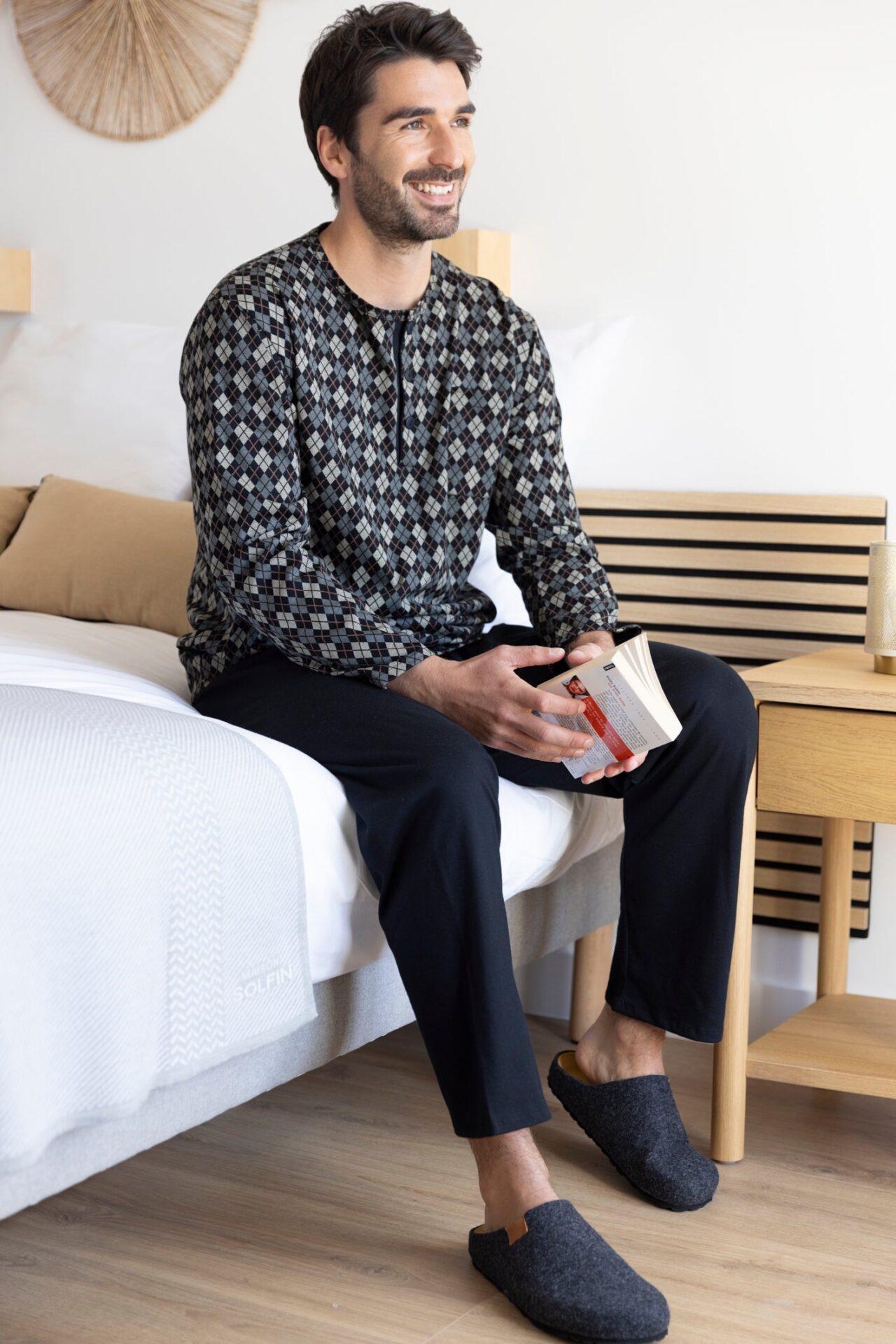 7779 GRIS R 724 Maison Solfin - Pyjama homme coton gris – 6