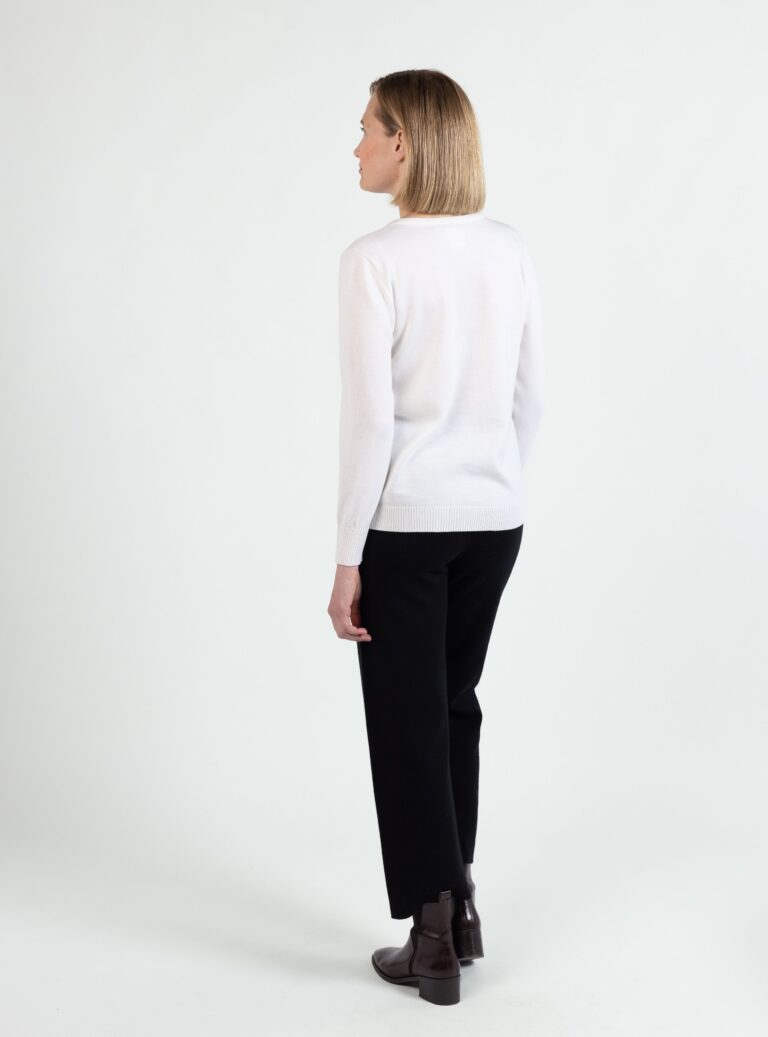 Maison Solfin - Cardigan femme en laine mérinos blanc naturel – 52