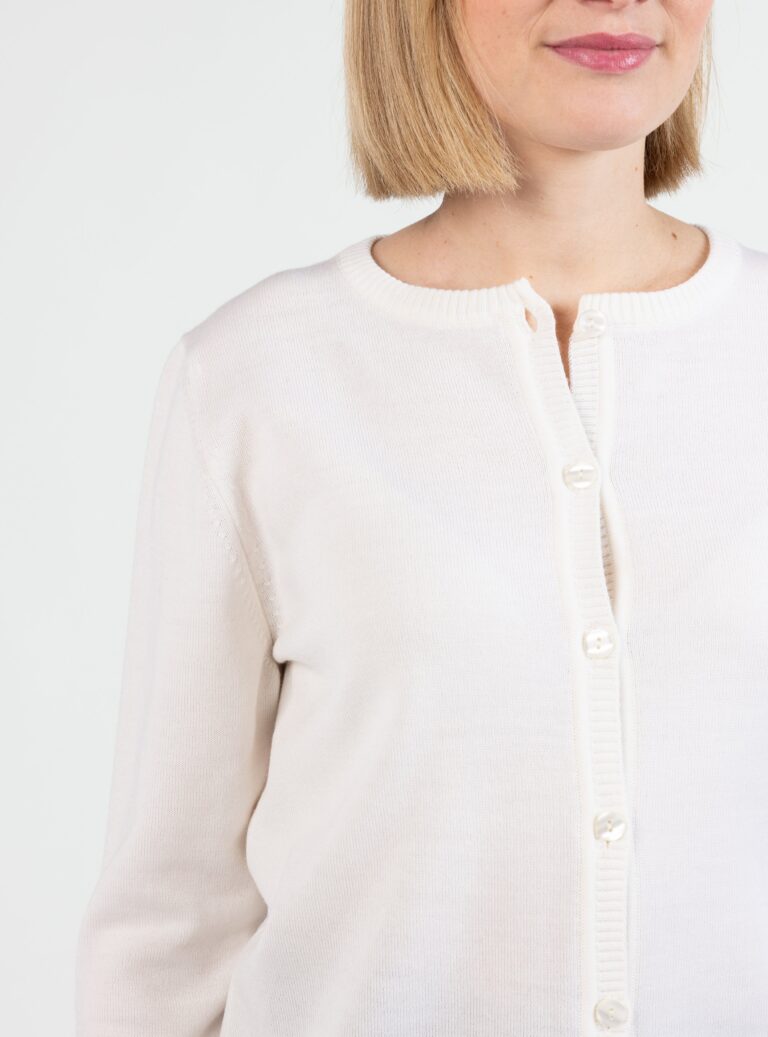 Maison Solfin - Cardigan femme en laine mérinos blanc naturel – 52