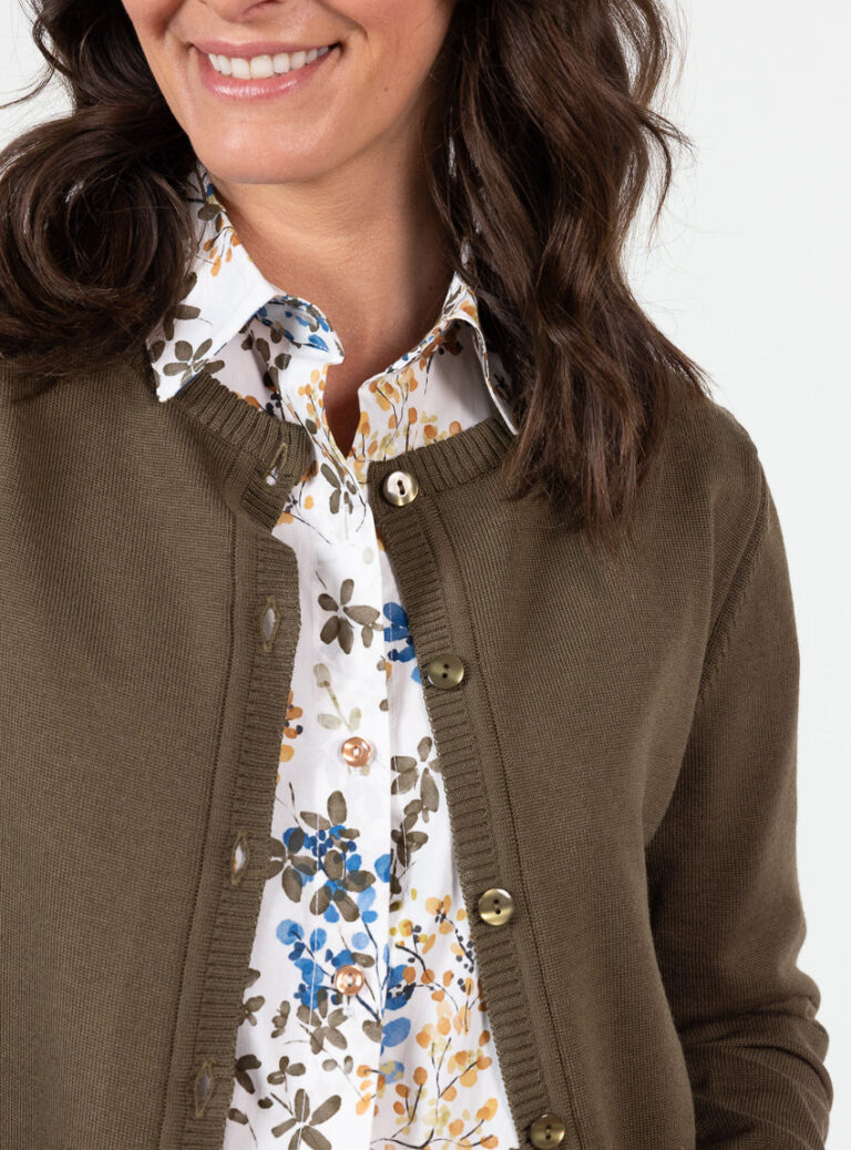 Maison Solfin - Cardigan femme en laine mérinos vert jonc – 52