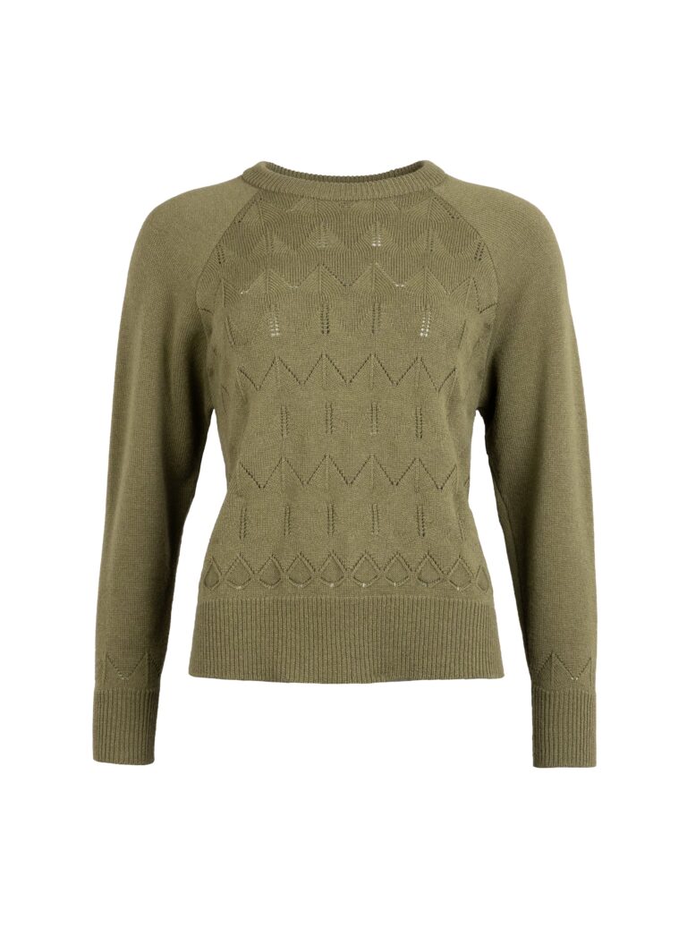 Maison Solfin - Pull femme laine extrafine mérinos et cachemire vert kaki – 4