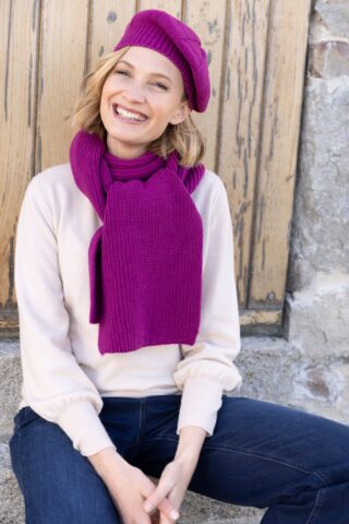 Écharpe femme en laine fine recyclée rose violine par la marque MAISON SOLFIN MAISON SOLFIN - Écharpe femme en laine fine recyclée rose violine